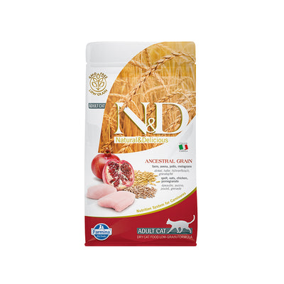 N&D Düşük Tahıllı Tavuk Etli ve Narlı 1.5 Kg Yetişkin Kuru Kedi Maması
