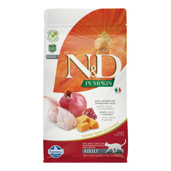 N&D Pumpkin Tahılsız Bıldırcın Etli Balkabaklı ve Narlı 1.5 Kg Kısırlaştırılmış Kuru Kedi Maması