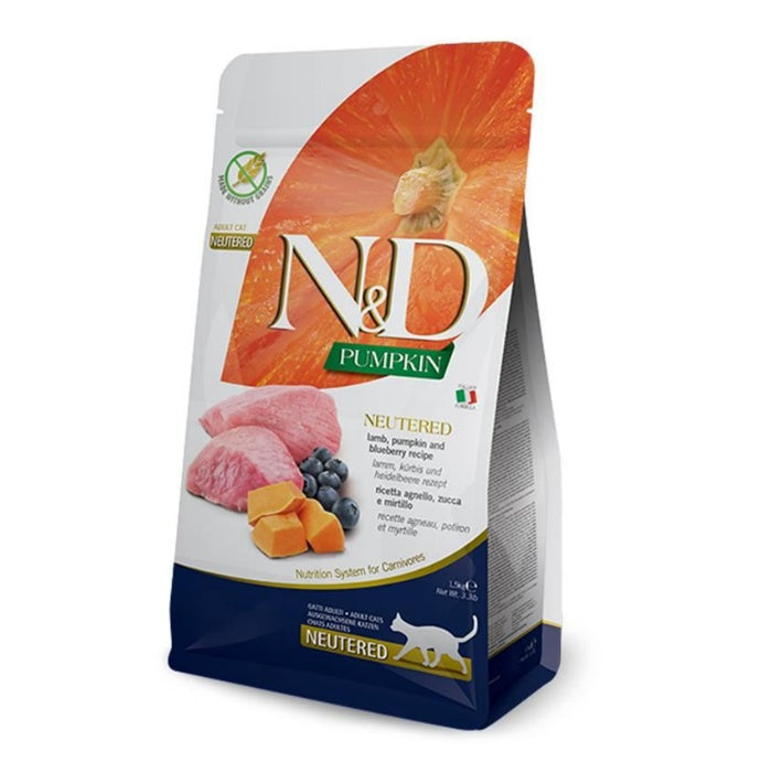 N&D Pumpkin Tahılsız Balkabaklı Kuzu Etli Yaban Mersini 5 Kg Kısırlaştırılmış Kuru Kedi Maması