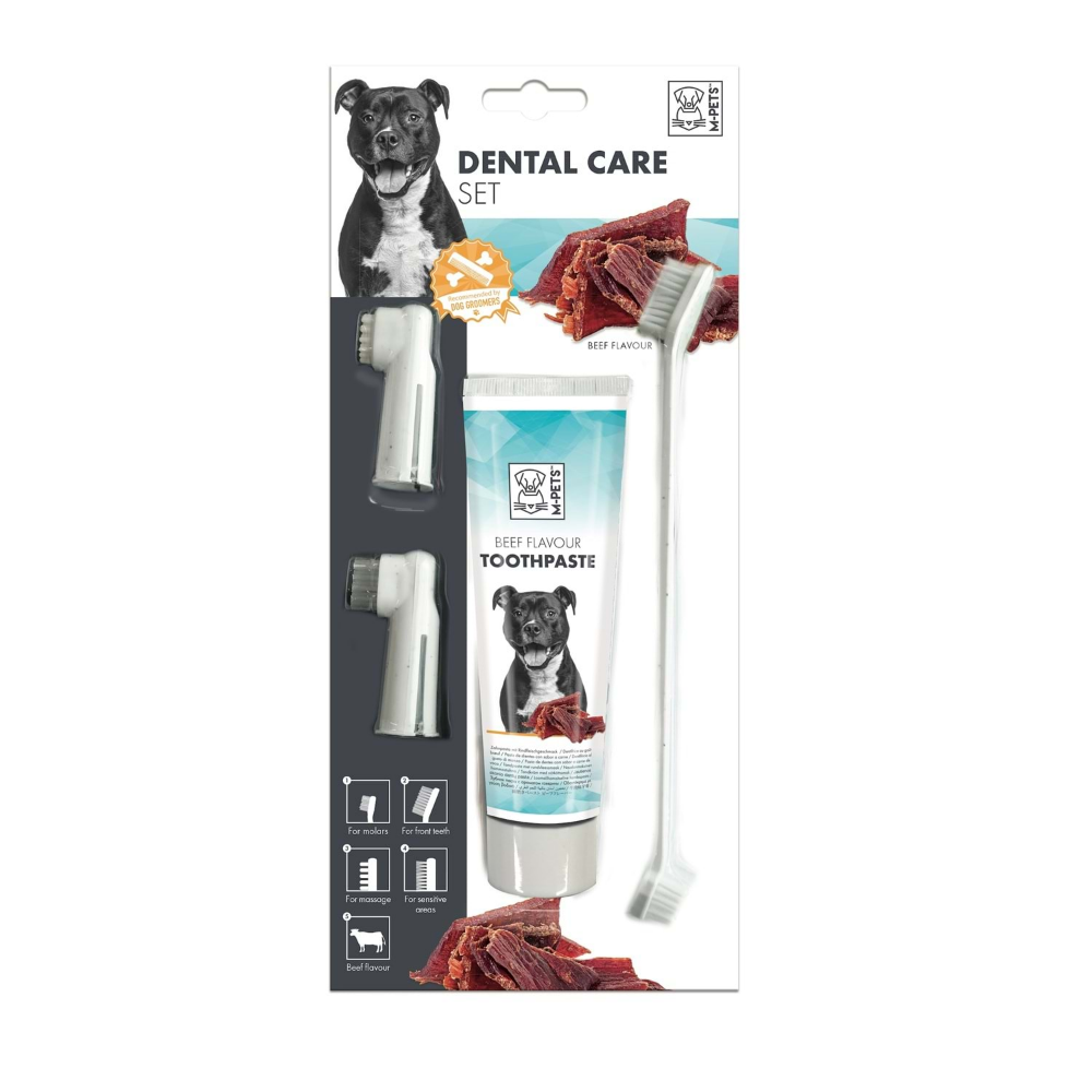 M-Pets Köpekler İçin Biftekli Diş Macunu+Fırça Seti