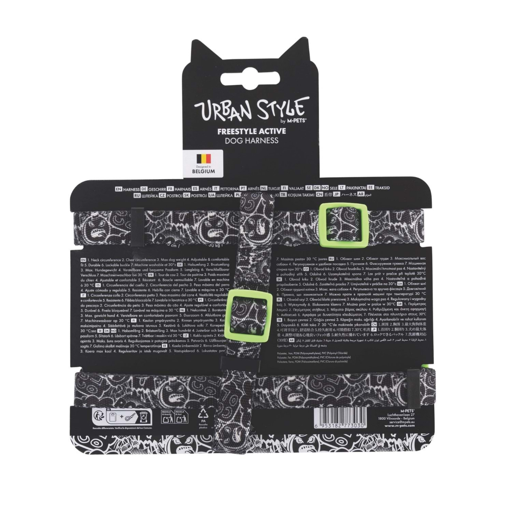 M-Pets Urban Style Black/White Active Köpek Göğüs Tasması (M)