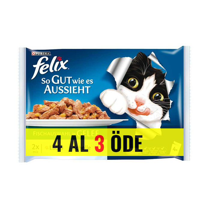 Purina Felix Sığır ve Tavuk Yaş Kedi Maması 4 Al 3 Öde