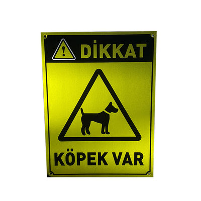 Dikkat Köpek Var Uyarı Levhası Sarı