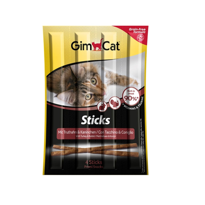 GimCat Sticks Hindi Etli Tavşan etli Tahılsız Ödül Çubukları 4'lü 20gr