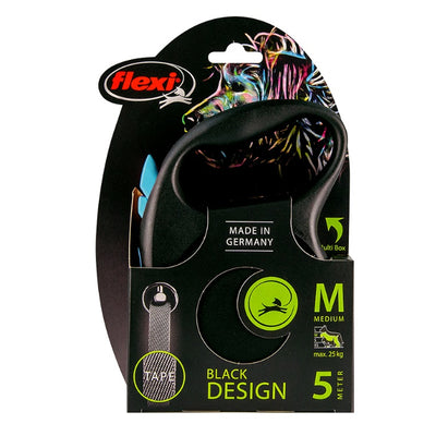 Flexi Black Desing Medium 5m Şerit Gezdirme Mavi