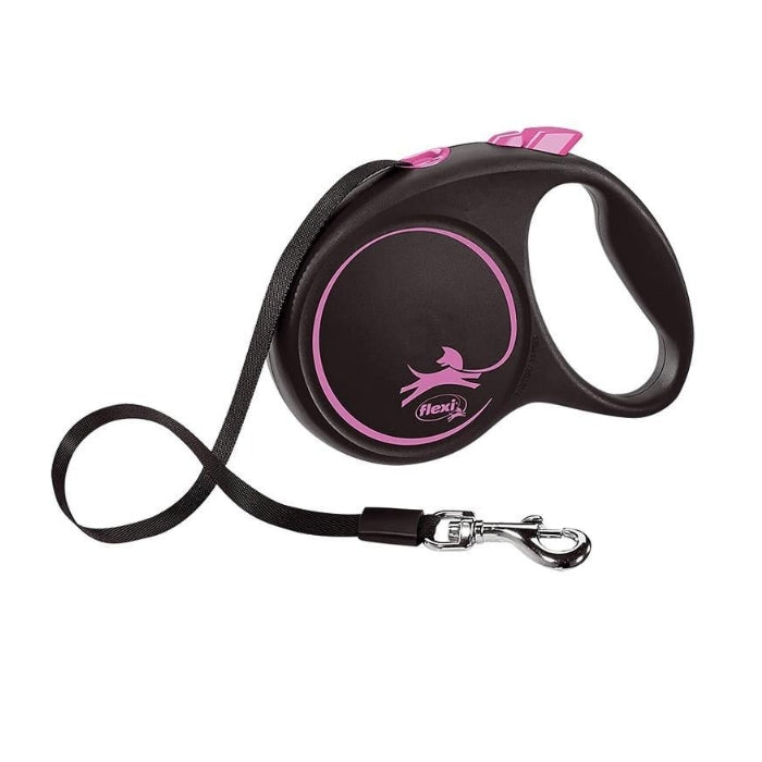 Flexi Black Desing Large 5m Şerit Gezdirme Pembe