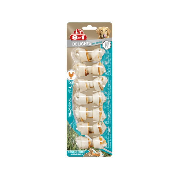 8IN1 Delights Pro Dental Diş Sağlığı için Köpek Ödül Kemiği Tavuklu XS - 84GR