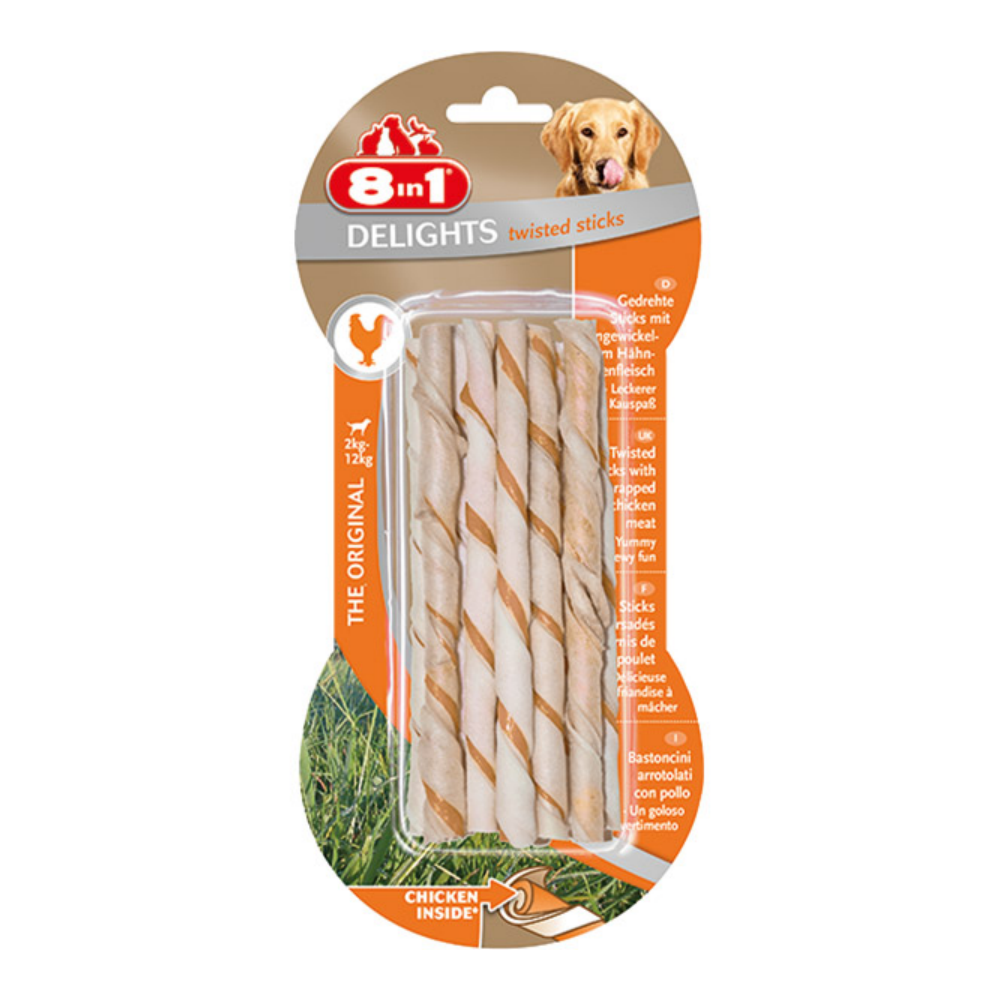 8IN1 Delights Burgu Çubuk Köpek Ödül Kemiği Tavuklu - 55GR