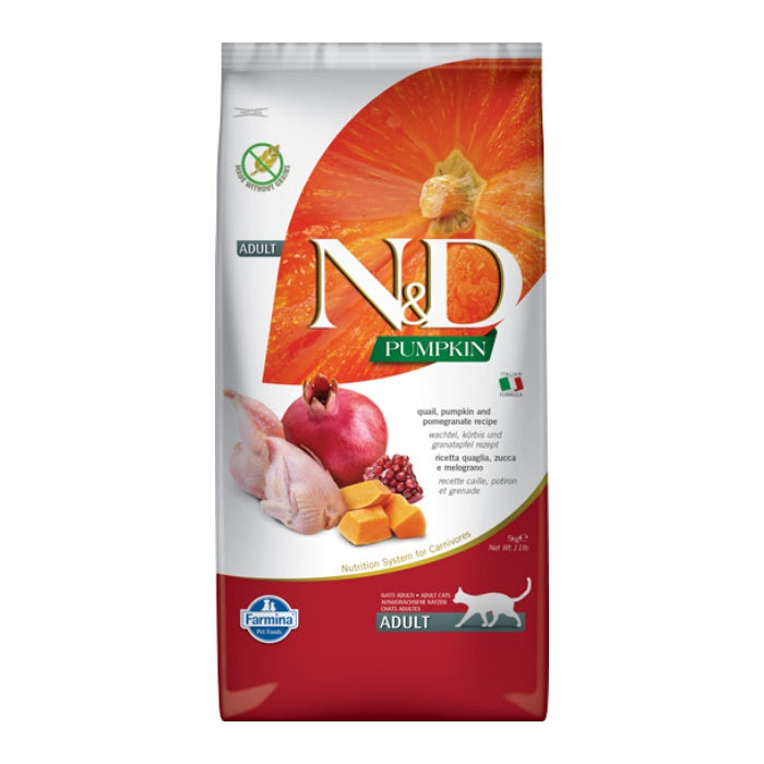 N&D Pumpkin Tahılsız Bıldırcın Etli Balkabaklı ve Narlı 5 Kg Yetişkin Kuru Kedi Maması