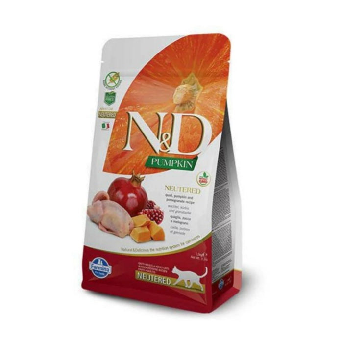 N&D Pumpkin Tahılsız Bıldırcın Etli Balkabaklı ve Narlı 5 Kg Kısırlaştırılmış Kuru Kedi Maması