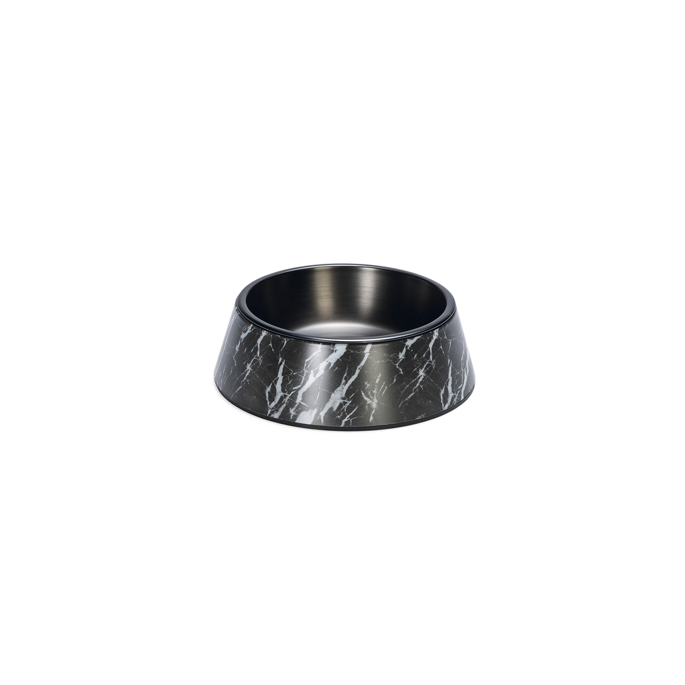 Beeztees DBL Köpek Mama Su Kabı, Mat Siyah Paslanmaz Çelik, Siyah Mermer Görünümlü, 17,5cm, 350ml