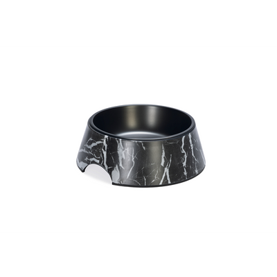 Beeztees DBL Köpek Mama Su Kabı, Mat Siyah Paslanmaz Çelik, Siyah Mermer Görünümlü, 22cm, 700ml