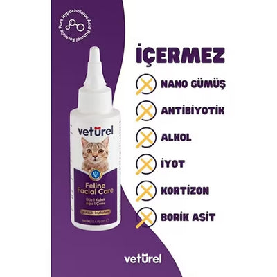 Vetürel Kedi Yüz Bakım Solüsyonu 100ml