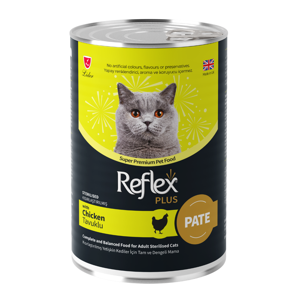 Reflex Plus Pate İçinde Et Parçacıklı Tavuklu Kısırlaştırılmış Kedi Maması 395gr