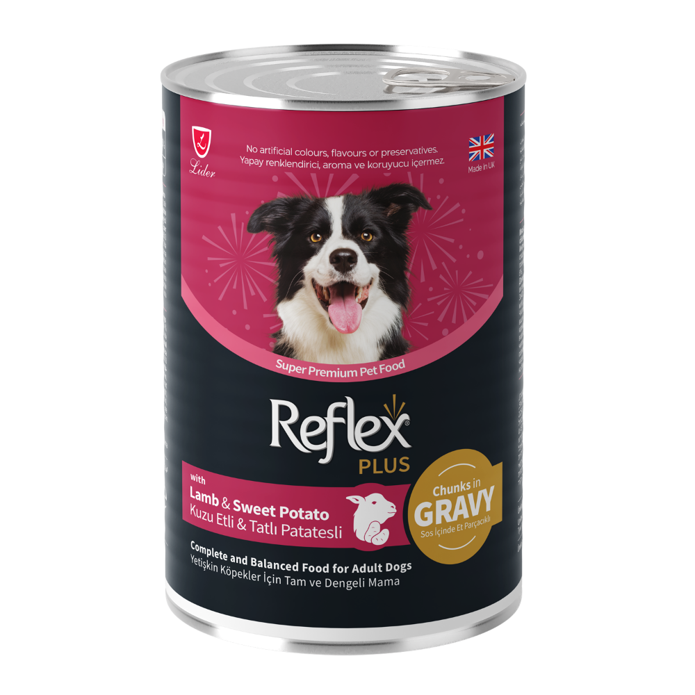 Reflex Plus Sos İçinde Et Parçacıklı Kuzu Etli Ve Tatlı Patatesli Yetişkin Köpek Maması 400gr