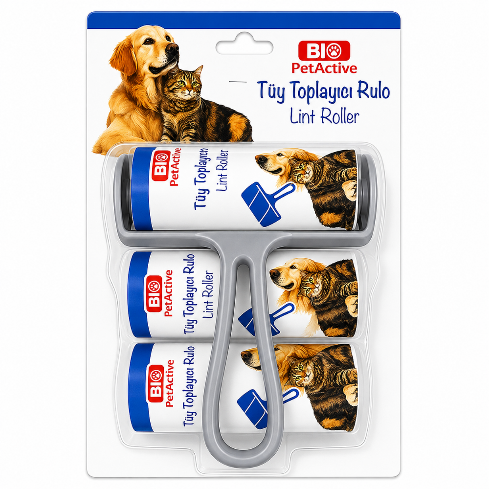 Bio Pet Active Kedi Köpek Tüy Toplama Rulosu 60 Yaprak + 2 Yedek