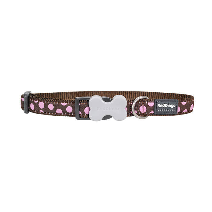Reddingo Kahverengi Üzerine Pembe Benekli Köpek Boyun Tasması 20mm