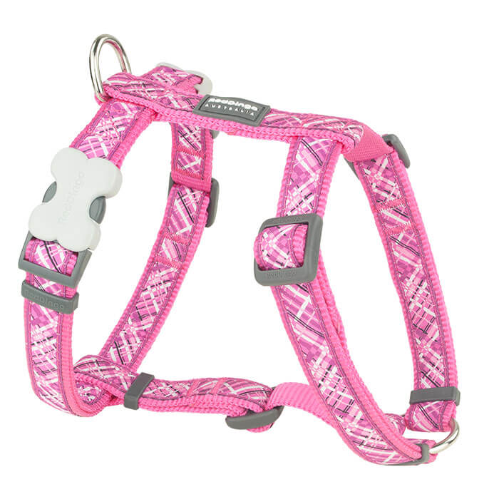 Reddingo Flanno Desenli Pembe Köpek Göğüs Tasması 20mm