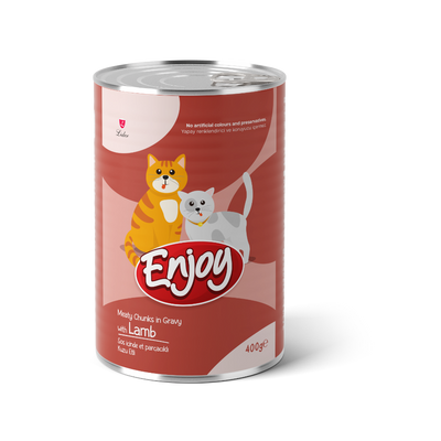 Enjoy Konserve Sos İçinde Et Parçacıklı Kuzu Etli Yetişkin Kedi Maması 400 G