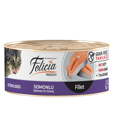Felicia Tahılsız Kısırlaştırılmış Somonlu Fileto Yaş Kedi Maması 85gr