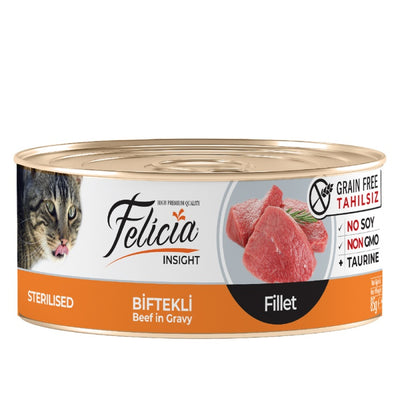 Felicia Tahılsız Kısırlaştırılmış Biftekli Fileto Yaş Kedi Maması 85gr