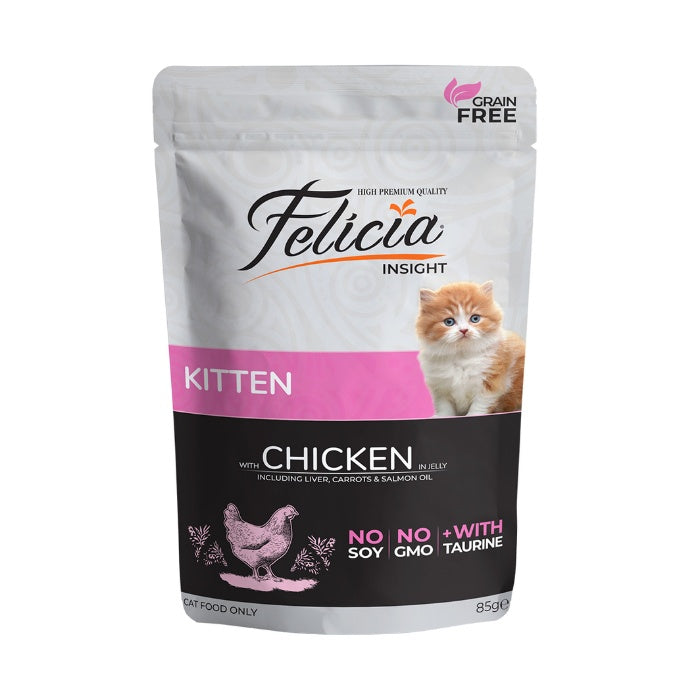 Felicia Tahılsız Yavru Tavuklu Yaş Kedi Maması Pouch 85gr