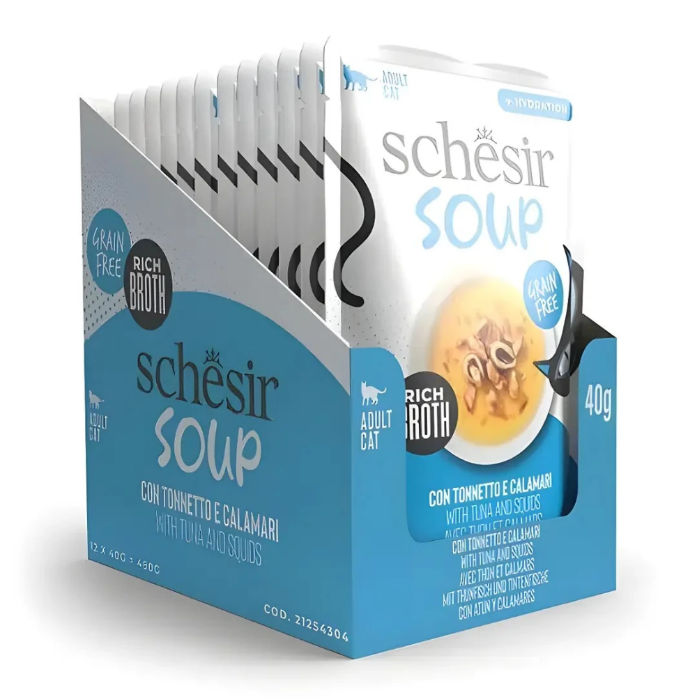 Schesir Soup Ton Balığı ile Kalamar Yetişkin Kedi Çorbası Pouch 40g