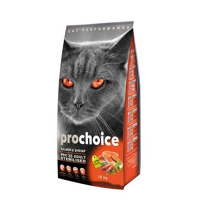 PROCHOICE Kısırlaştırılmış Somon Karidesli Yetişkin Kedi Maması 15 Kg
