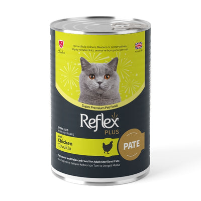 Reflex Plus Pate İçinde Et Parçacıklı Tavuklu Kısırlaştırılmış Kedi Maması 395gr
