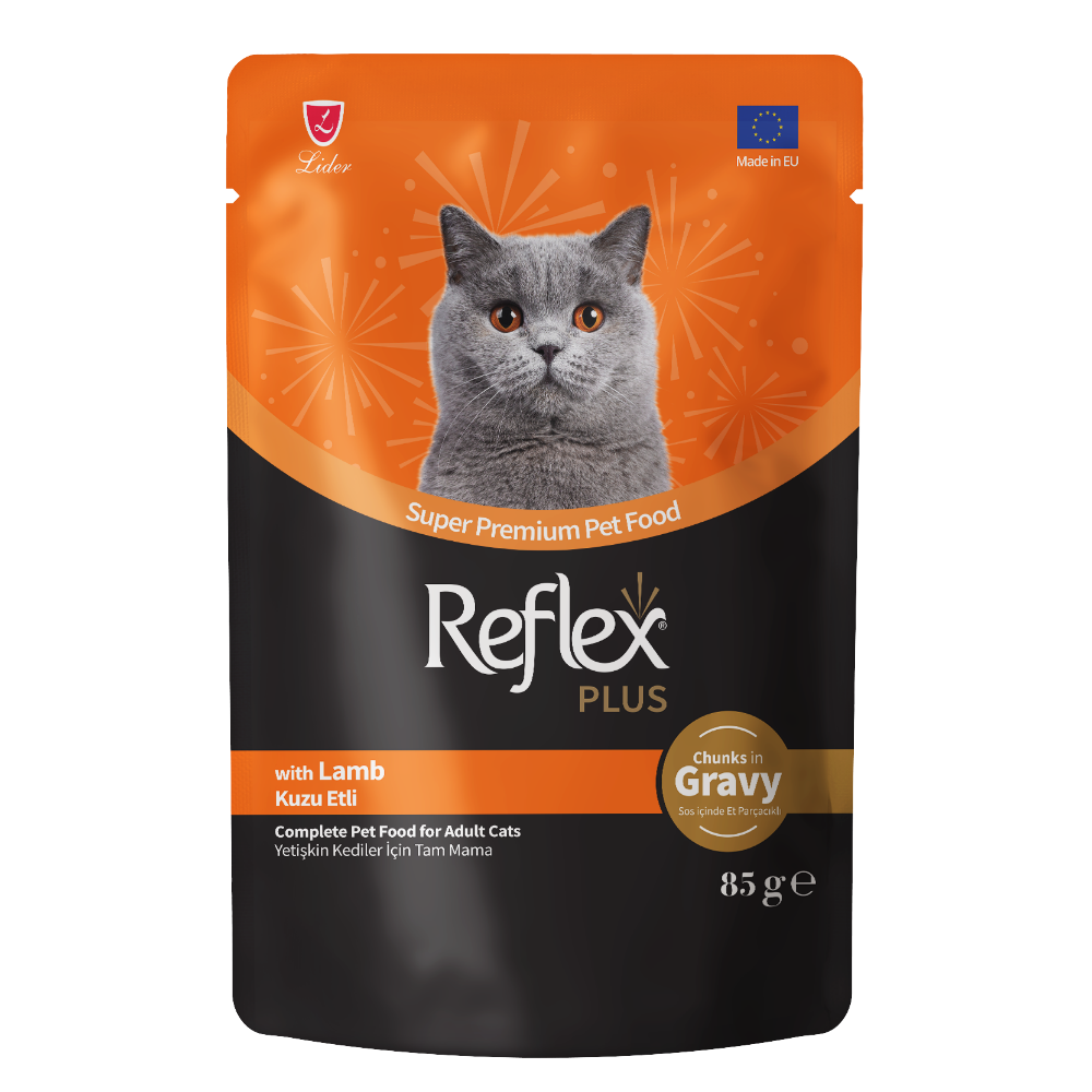 Reflex Plus Pouch Sos İçinde Et Parçacıklı Kuzu Etli Yetişkin Kedi Maması 85 G