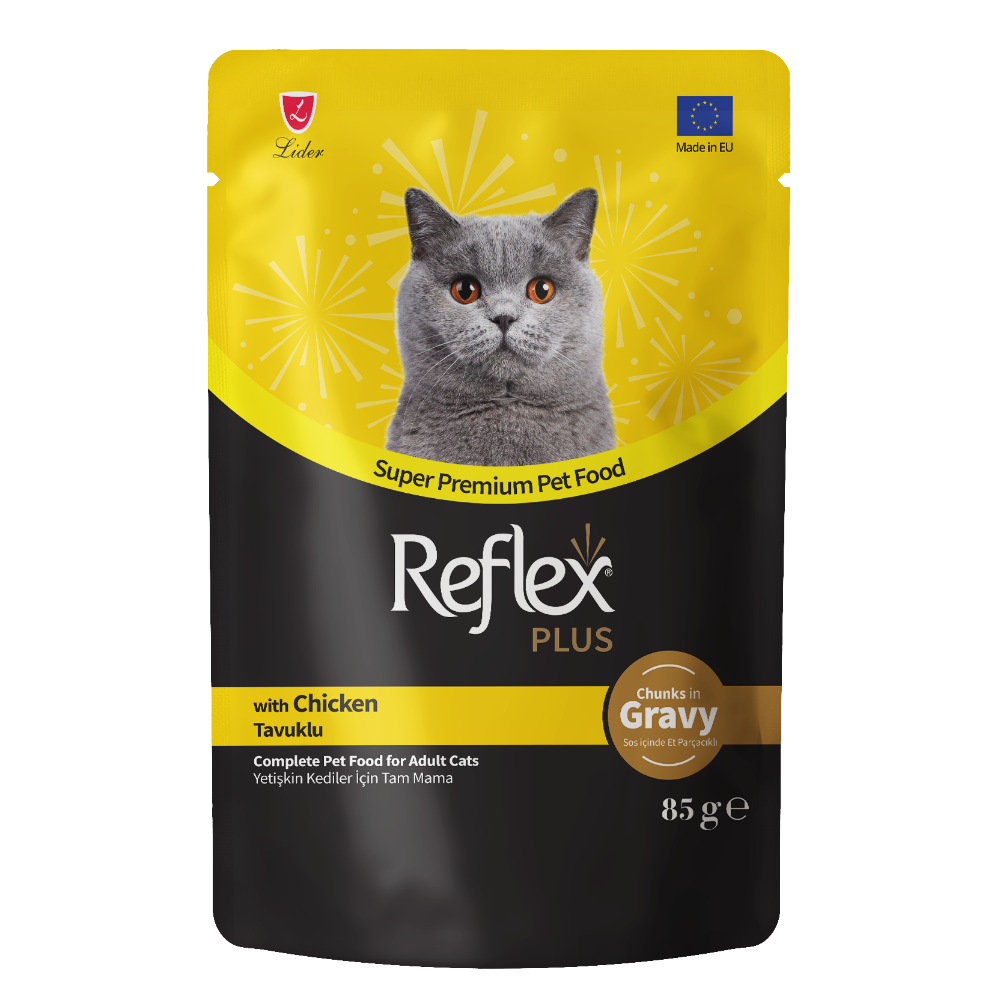 Reflex Plus Pouch Sos İçinde Et Parçacıklı Tavuklu Yetişkin Kedi Maması 85 G