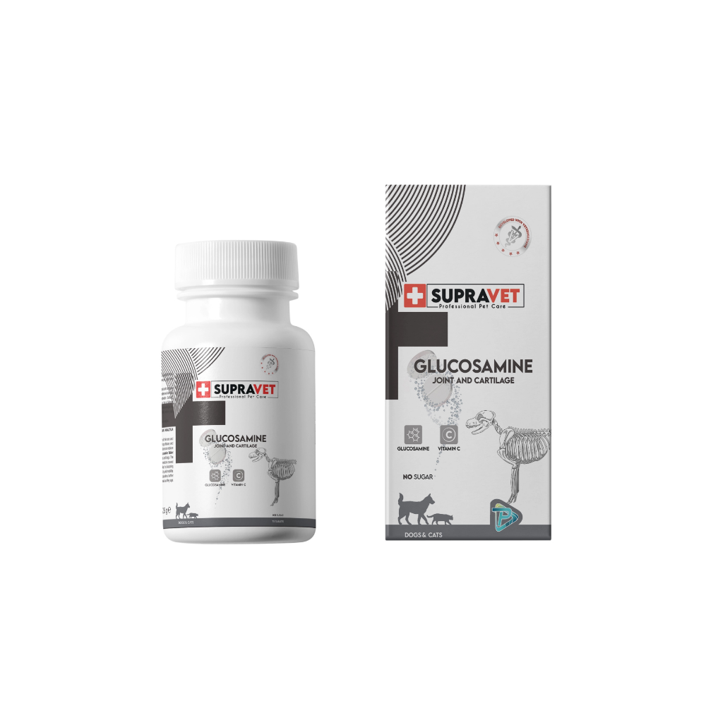 SupraVet Glucosamine Kedi ve Köpek Eklem Sağlığı Güçlendirici Glukozamin Tablet + Vitamin C 75 Tablet