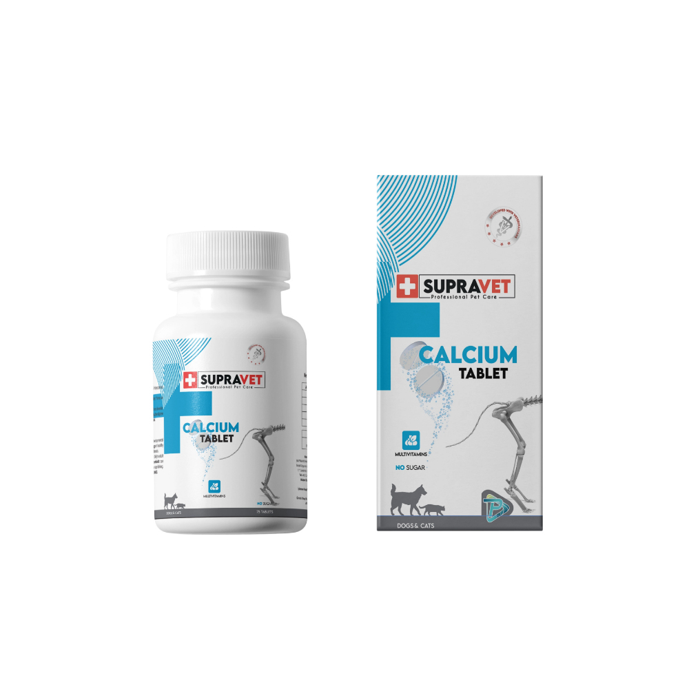 SupraVet Calcium Kedi ve Köpekler İçin Kalsiyum Tablet 75 Adet
