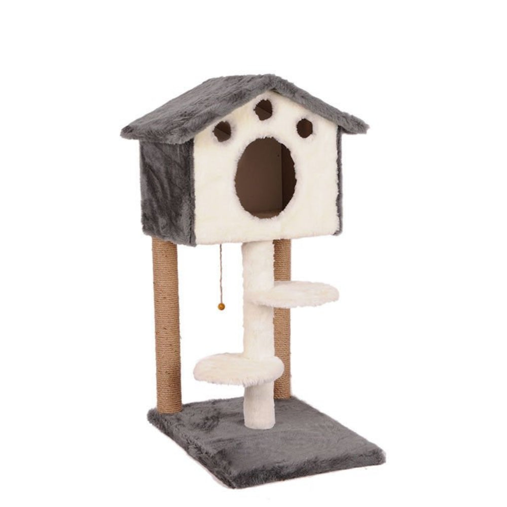 Cat Hause Merdivenli Kulübe Kedi Tırmalama 98cm S06 Gri