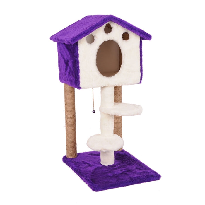 Cat Hause Merdivenli Kulübe Kedi Tırmalama 98cm S06 Mor