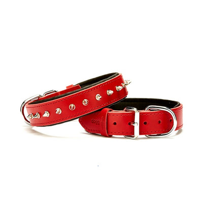 Doggie Konfor Deri Çivili Boyun Tasması Kırmızı 3,5X52-60Cm