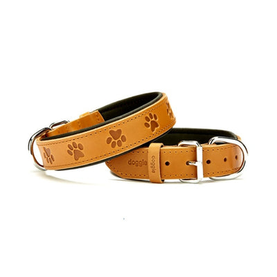 Doggie Konfor Deri Pati Desenli Boyun Tasması Camel 3,5X52-60Cm