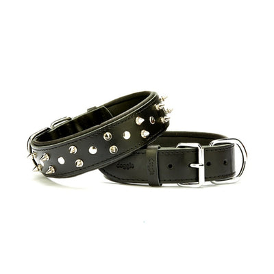 Doggie Konfor Deri Çivili Boyun Tasması Siyah 4X52-60Cm