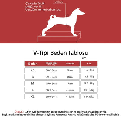 Tailpetz V-Tipi Köpek Göğüs Tasması Kırmızı