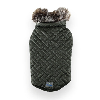 Zampa Supreme Yakalı Kürklü Mont Yeşil - XS