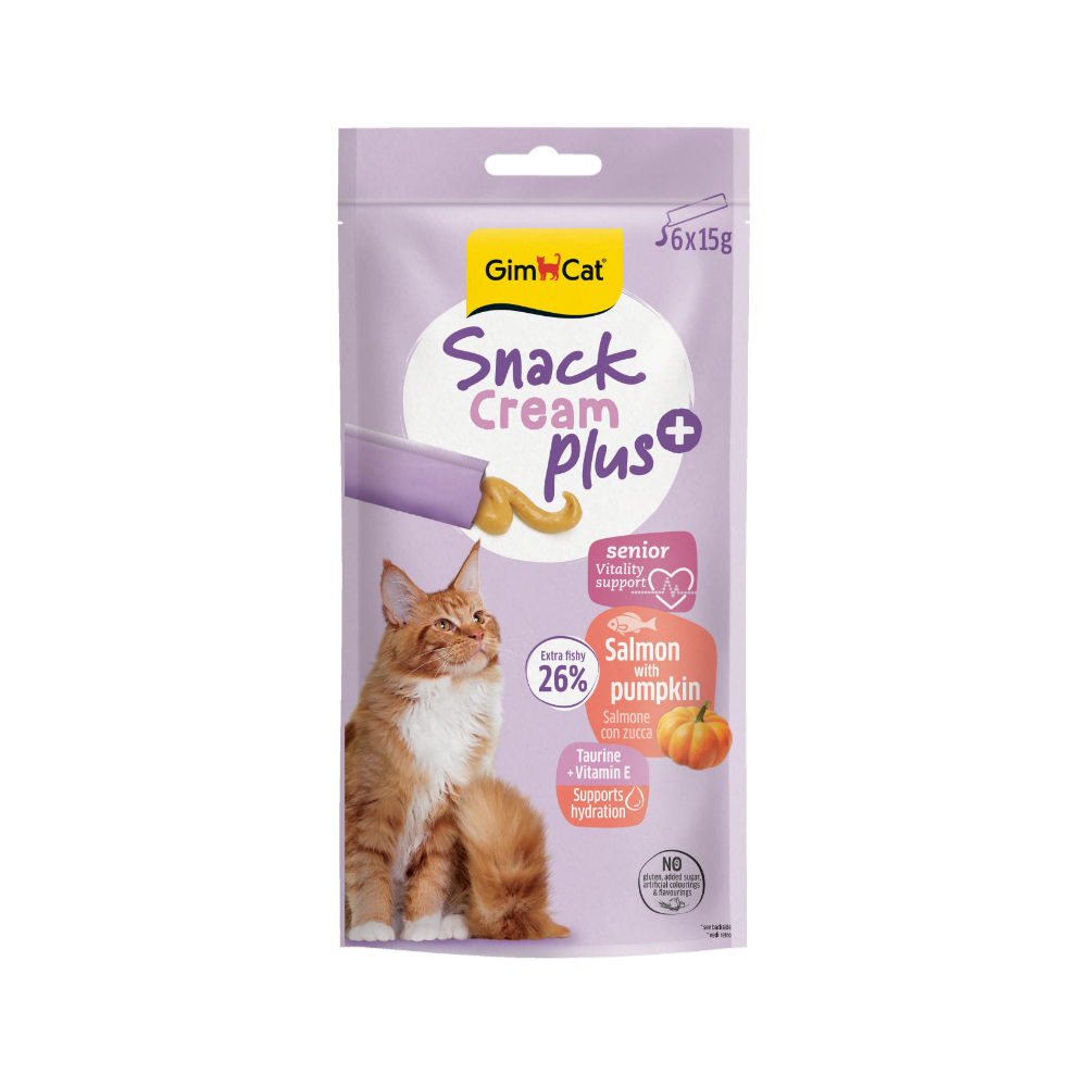 Gimcat Snack Cream Senior Salmon & Pumpkin Kedi Ödülü 6x15gr