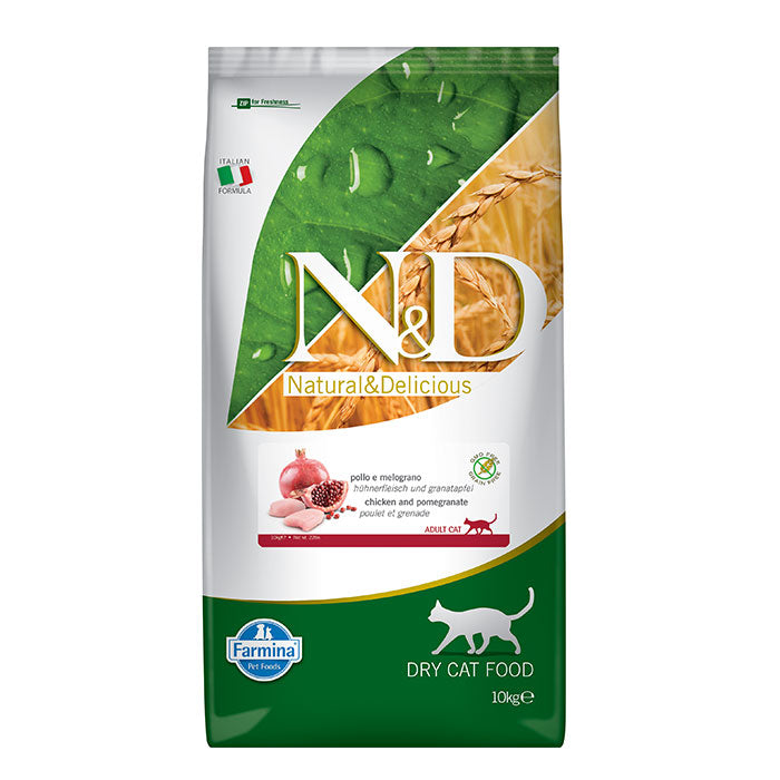 N&D Düşük Tahıllı Tavuk Etli ve Narlı 10 Kg Yetişkin Kuru Kedi Maması
