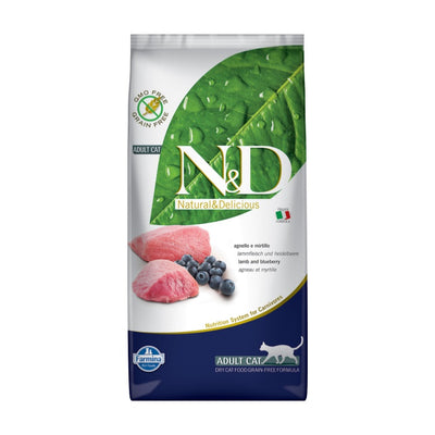 N&D Tahılsız Kuzu Etli Yaban Mersinli 5 Kg Yetişkin Kuru Kedi Maması
