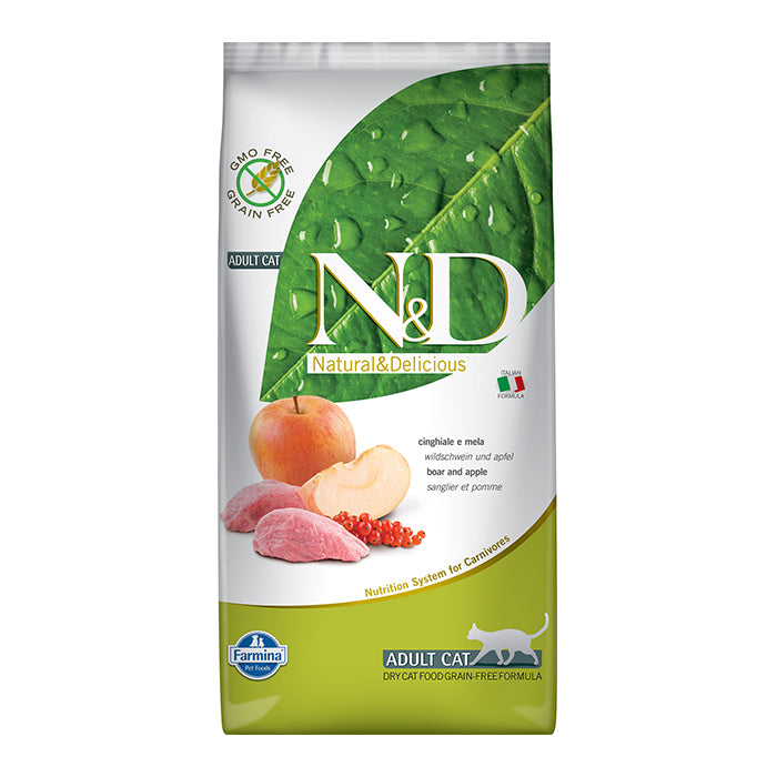 N&D Tahılsız Yaban Domuzu Etli ve Elmalı 5 Kg Yetişkin Kuru Kedi Maması