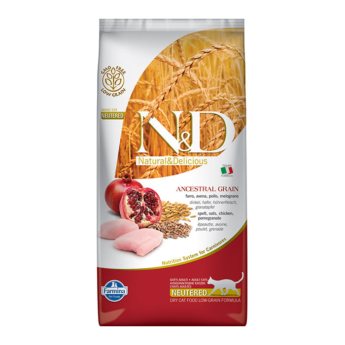 N&D Düşük Tahıllı Tavuk Etli ve Narlı 5 Kg Kısırlaştırılmış Kuru Kedi Maması