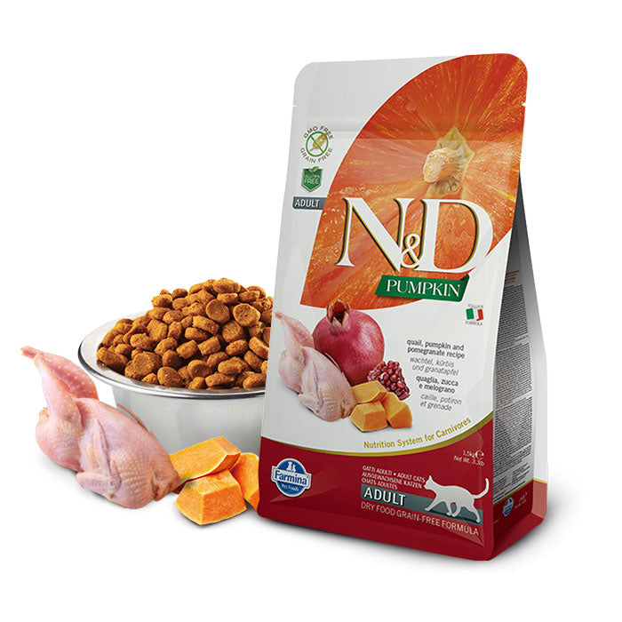 N&D Pumpkin Tahılsız Bıldırcın Etli Balkabaklı ve Narlı 1.5 Kg Yetişkin Kuru Kedi Maması