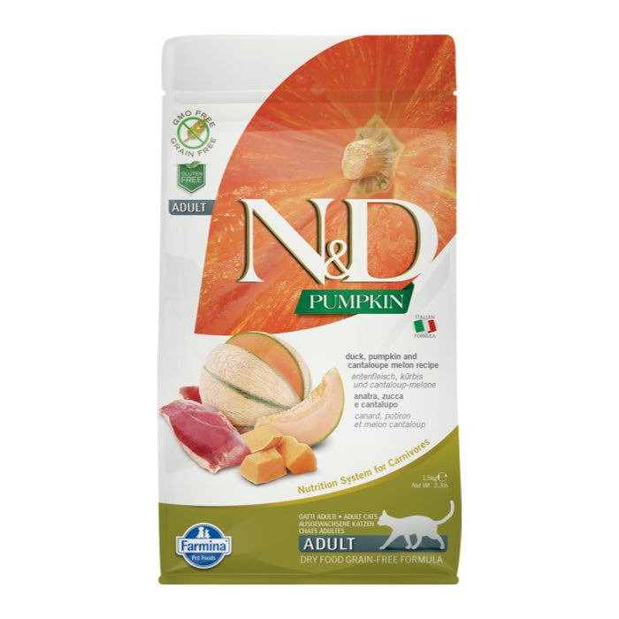 N&D Pumpkin Tahılsız Ördek Etli Balkabaklı ve Kavunlu 1.5 Kg Yetişkin Kuru Kedi Maması