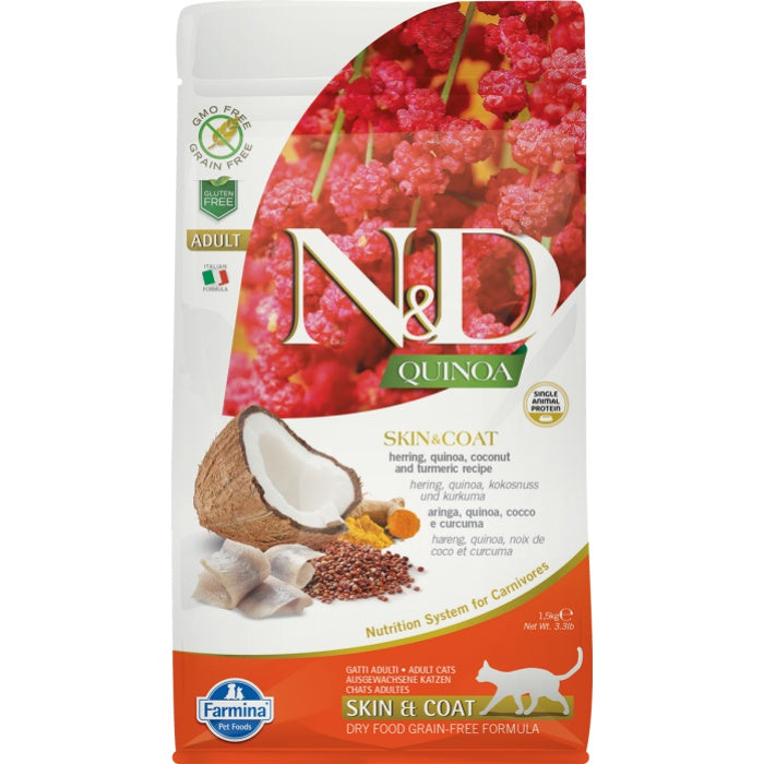 N&D Kinoa Skin & Coat Ringa Balığı Cat Kedi Maması 1.5 Kg