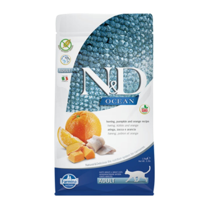 N&D Ocean Pumpkin Tahılsız Ringa Balıklı Balkabaklı 1.5 Kg Yetişkin Kuru Kedi Maması
