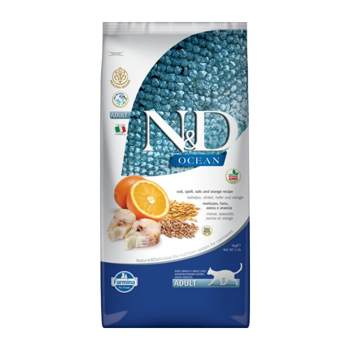 N&D Düşük Tahıllı Morina Balıklı ve Portakallı 5 Kg Yetişkin Kuru Kedi Maması